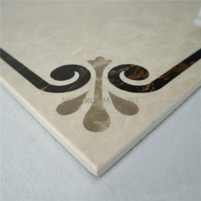 Polished Natural Marble Stone Floor Tile Water-Jet Medallion Design