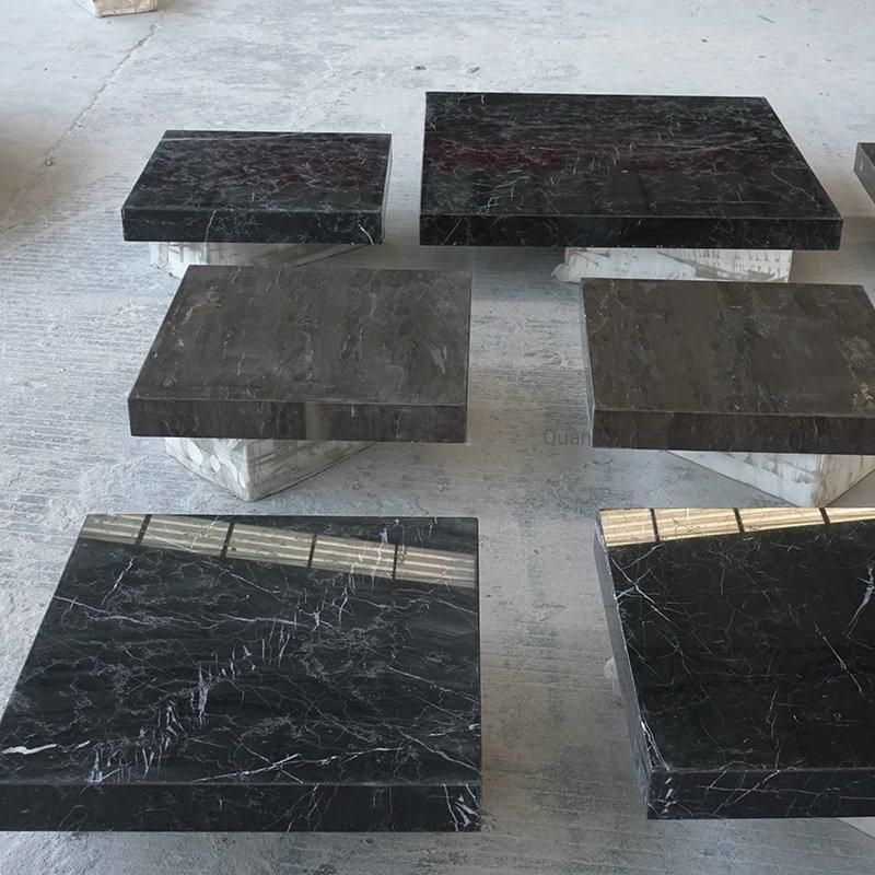 Natural Black Nero Marquina Pietra Grey Stone Table Top Marble Coffee Table