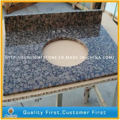 Prefab Polished Baltic Brown Granite Stone Vanity Tops for Bathroom