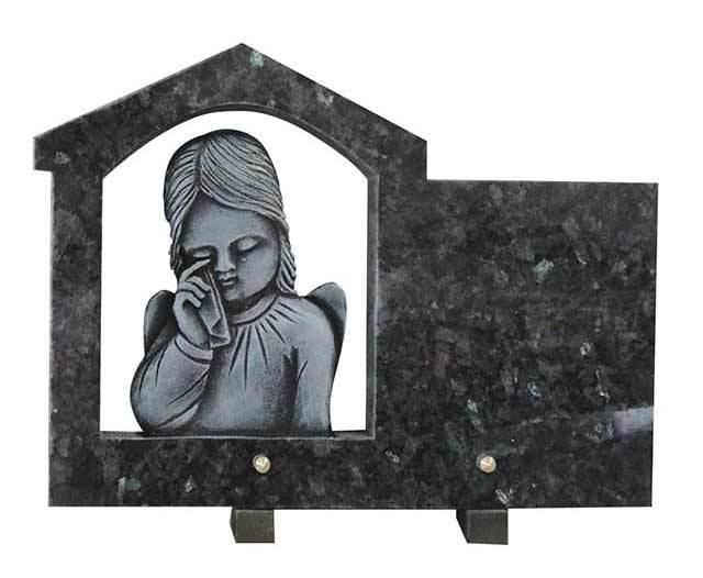 Dark Green Pearl Granite Baby Cremation Plaque for Headstone