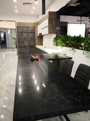 Cararra Black Polished Surfaces Engineered Quartz Stone Slab with NSF SGS Certification