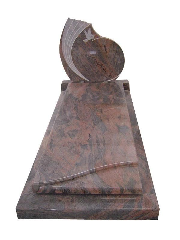 Red Granite European Headstone Monument Tombstone with Custom Design