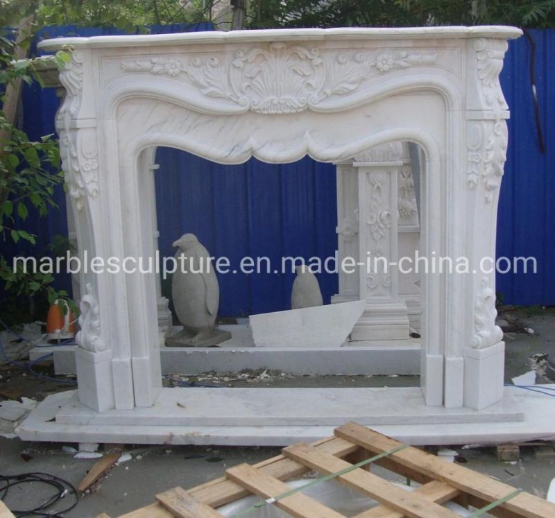 Classic Hand Carving Marble Stone Sculpture Mantel Fireplace (SYMF-288)