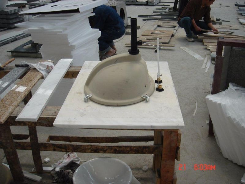 Customized Good Quality White Marble Bathroom Vanity Tops