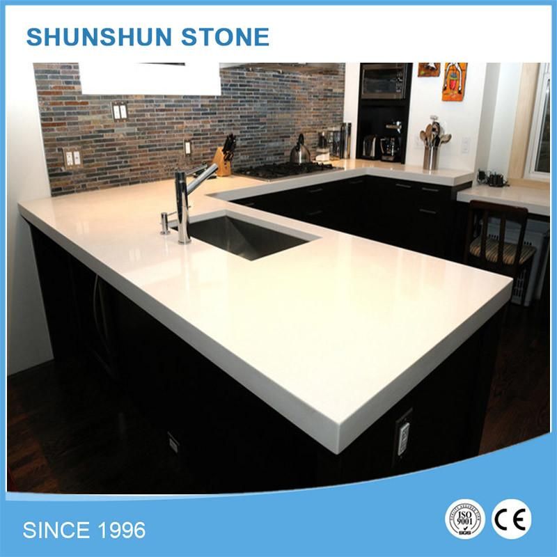 Prefabricated White Quartz Kitchen Countertop