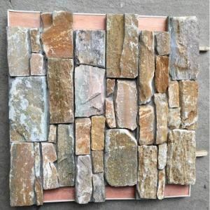 Top Saled Natural Yellow Slate Stacked Cement Wall Panels (SMC-CC158)