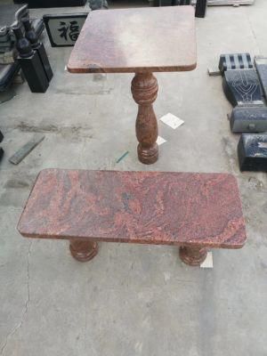 Red Granite Bench Monument Tombstones Headstones