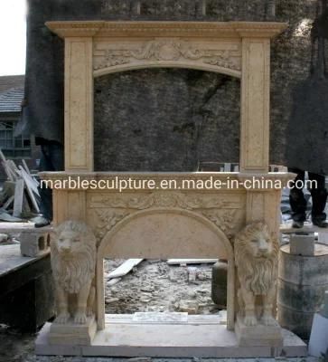 Home Decoration Marble Sculptures Double Marble Fireplace (SYMF-016)
