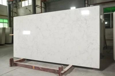 Cararra Polished Surfaces Engineered Quartz Stone Slab with NSF SGS Certification for Countertop.
