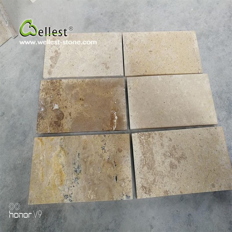Begie Travertine Honed Finish Travertine Tile for Floor Covering and Wall Cladding Decoration