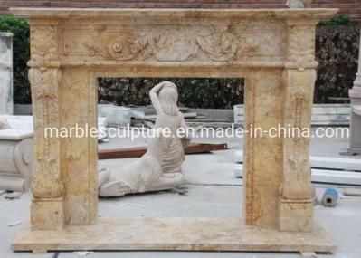 Hand Carved Sculptures Marble Fireplace Home Decoration (SYMF-008)