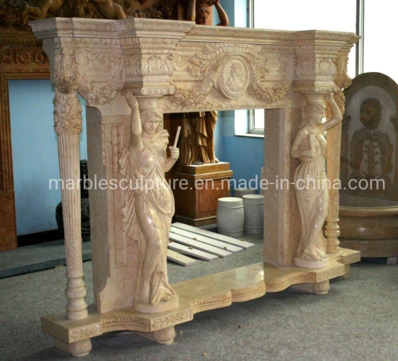 New Design Decorative Marble Fireplace Carved Figure Statue (SY-MF363)