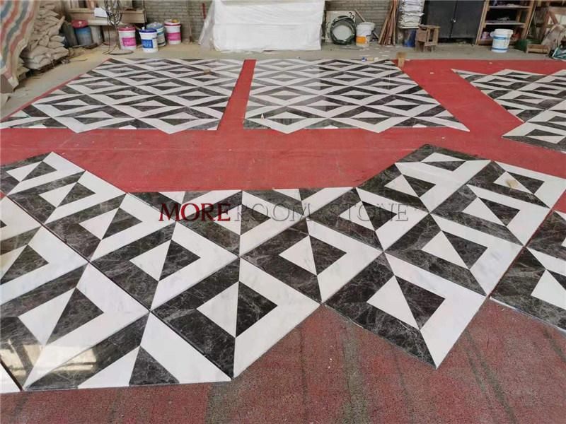 Waterjet Dark Emperador and Beige Marble Flooring Tile