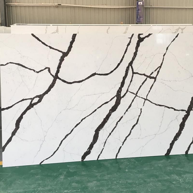 20mm 30mm Black Calacatta Artificial Quartz Stone Slab for Kitchen Countertop Wall Tile