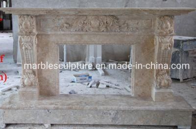 Beige Sculptures Marble Fireplace for Home Decoration (SYMF-013)