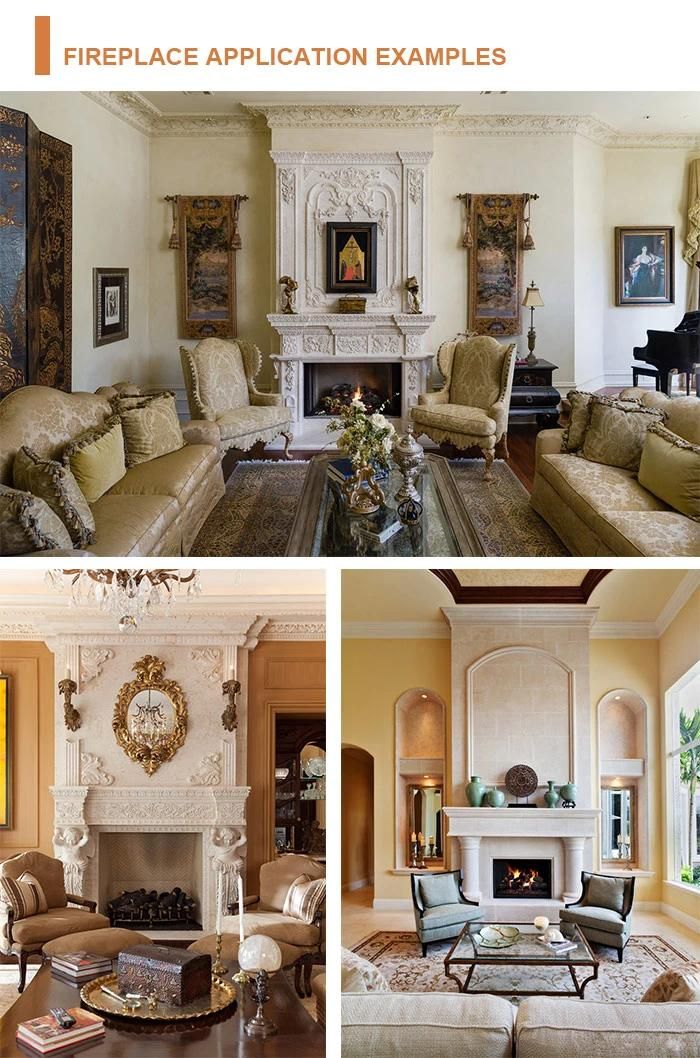 Crema Bello White Limestone Marble Stone Fireplace Mantel Surround