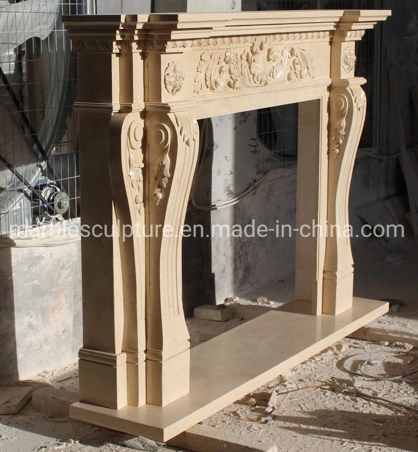 Decorative Indoor Used Beige Marble Fireplace Mantel for Home (SYMF-316)