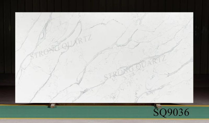 China 3200*1600mm Calacatta White/Black/Grey Artificial/Engineered Quartz Stone Slabs Price/Factory/Manufacturer