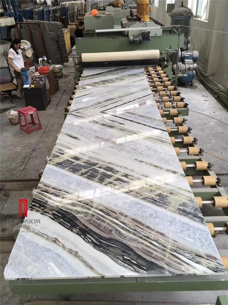 Xiamen Cut Into Size Cross Veins Marble Bookmatch Slab Quartzite Slabs