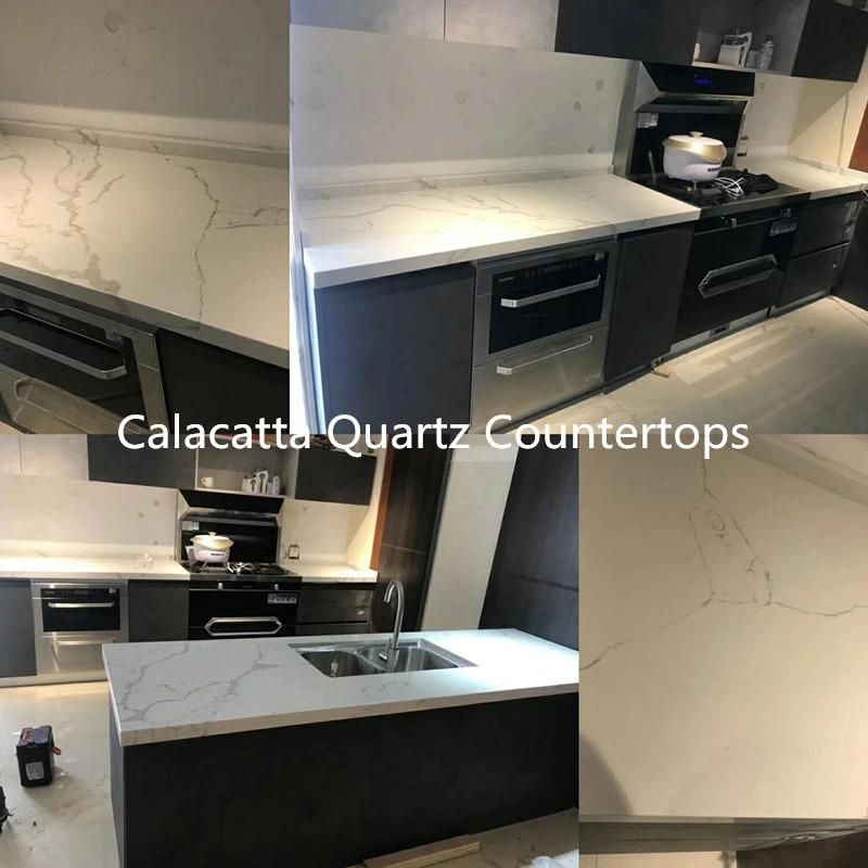 Quality Artificial Calacatta White Quartz Countertops for Kitchen