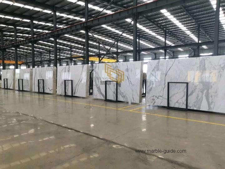 Polished Natural Calacatta White Marble Slab for Floor/Wall/Kitchen Top/Bathroom Vanity Top