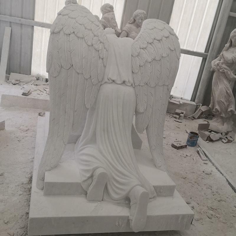 Graveyard Decoration Sculpture China Black Granite Monument Hand Carved Stone Angel Granite Tombstone