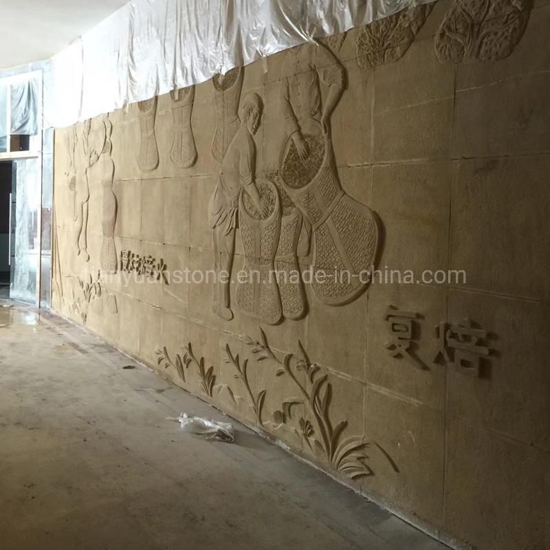 Hand Carved Sandstone Relievo Carving for Wall Decoration