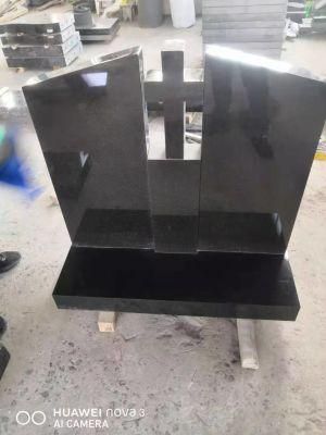 Jet Black Granite Cross Headstone Tombstone Monument