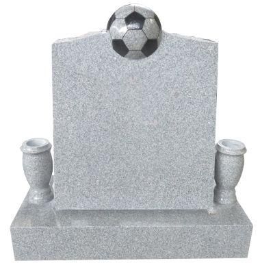 Light Grey granite Wholesale Memorial Tombstone American Style Football Carving