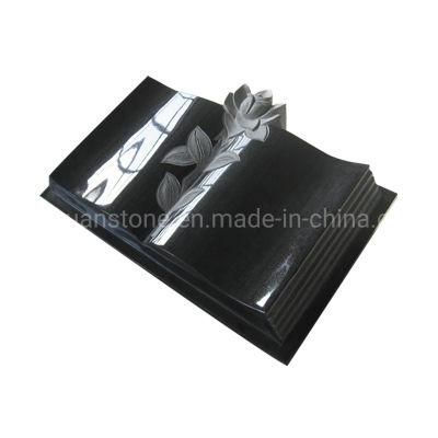 Book Shape Black Granite Tombstone Modern European Style