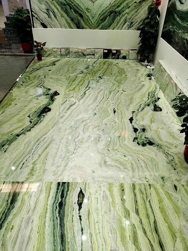 Popular Natural Green Marble/Jade Cloud Slab and Tile for Hotel Wall Floor Decorate