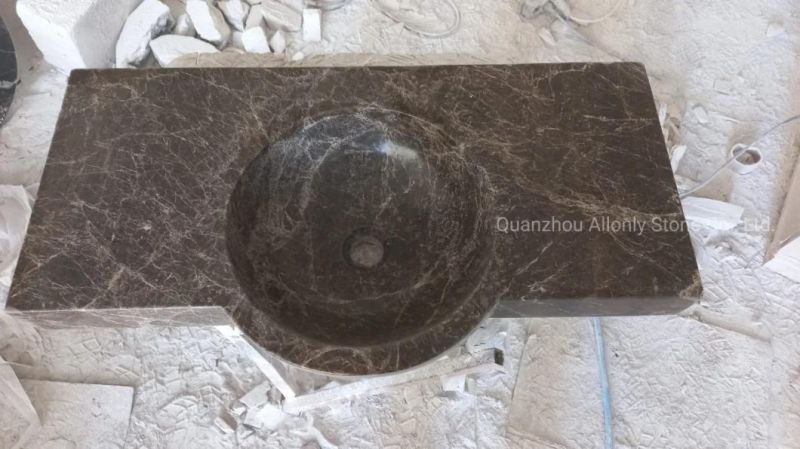 Commercial Project Wholesale Prefab Emperador Marble Bathroom Countertop/Vanity Top