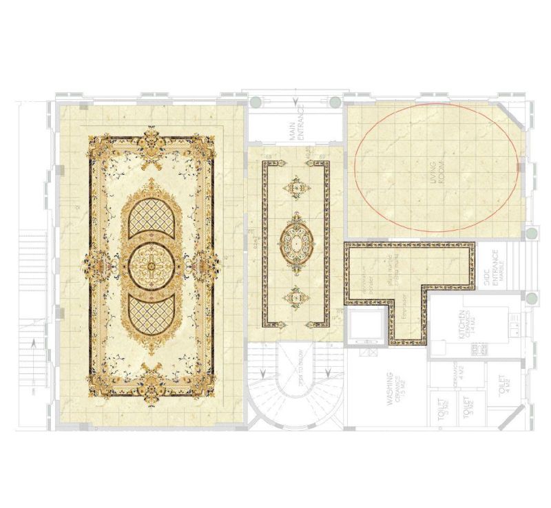 Luxury Water Jet Marble Inlay Flooring Patterns Marble Floor Medallion for Majlis Men Sitting Room Floor Decoration