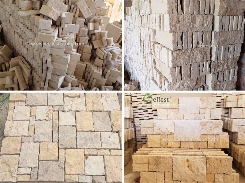 Wholesale Good Price Natural Yellow Limestone Wall Cladding Stone Tile, Stacked Stone Veneer