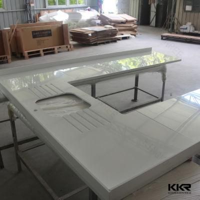 Kingkonree Home Furniture Pure White Customized Glossy Quartz Kitchen Countertop