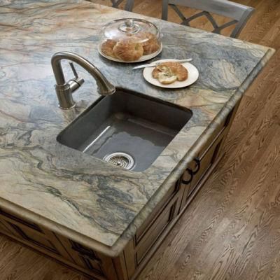 Brazil Marble Fusion Golden Silk Road Quartzite Slab for Kitchen Countertop