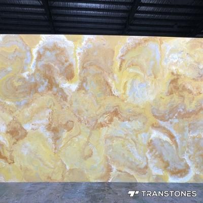 Translucent Resin Panel Polished Yellow Alabaster Wall Covering Stone