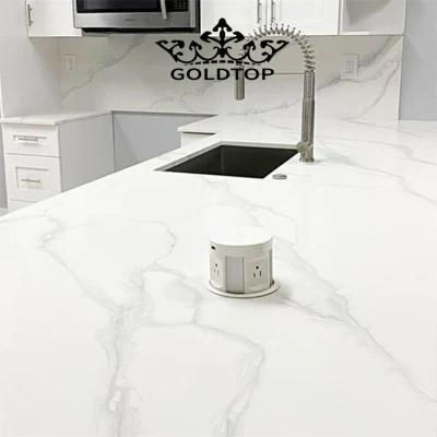 Artificial Polished/Honed 3200X1600mm Calacatta White/Black/Grey Mvjay Quartz Slab for Kitchen/Bathroom Countertop Worktop