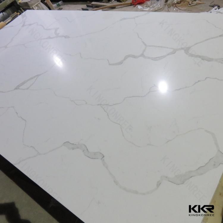 Kkr White Sparking Artificial Quartz Stone for Kitchen Countertop Worktop
