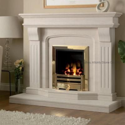 Natural Limestone Antique Mantel Marble Slab for Fireplace Hearth