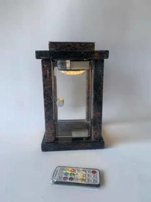 Quality Granite Electronic Stone Lantern with Remote Control Cemetery Lamp