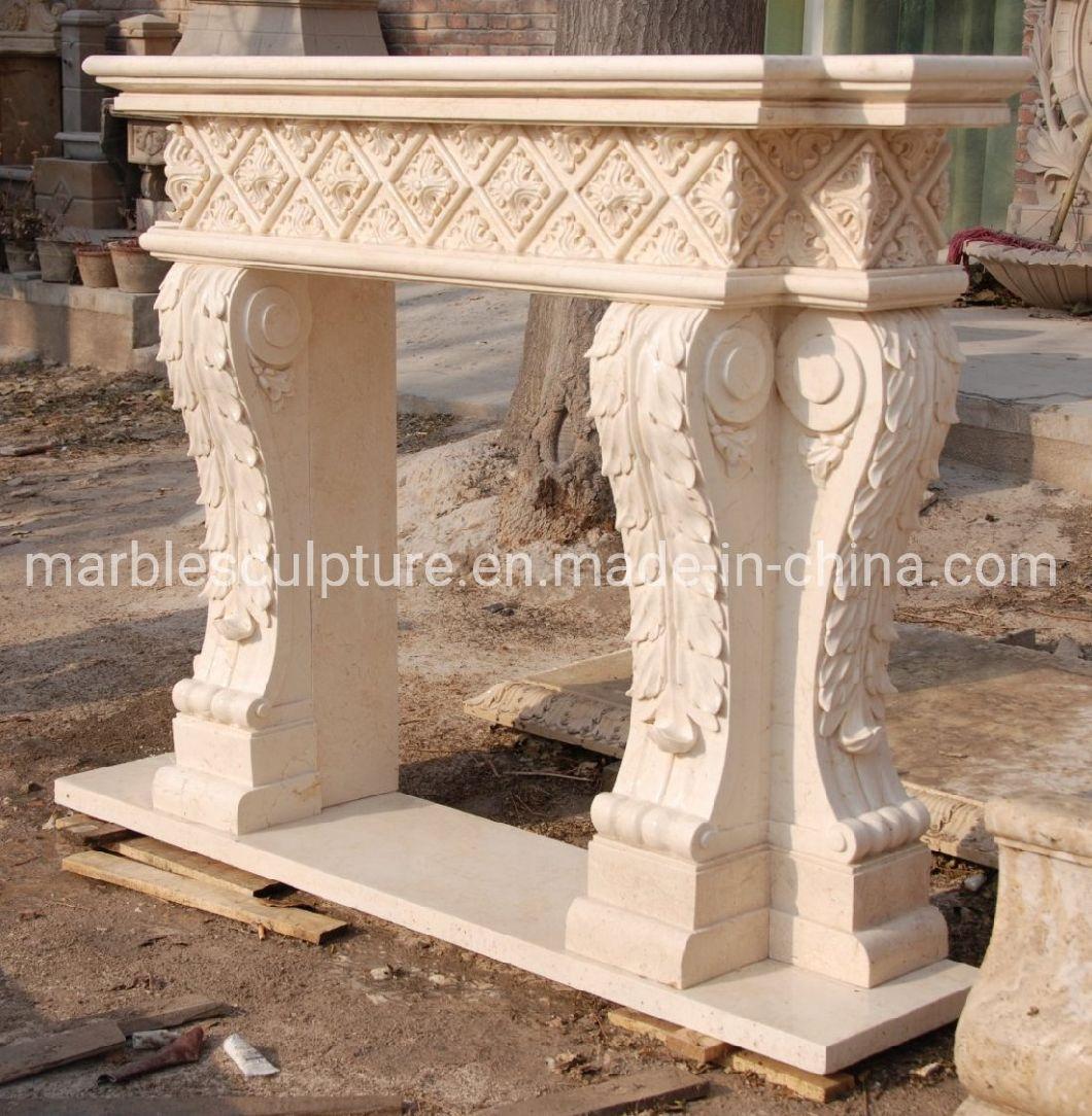 High Quality Chic Pure White Marble Fireplace Home Decoration (SYMF-271)