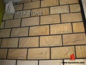 Natural Yellow Sandstone with Veins Mushroom Wall Cladding