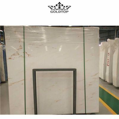 Best Quality Stone Slabs Gold Veins Hemus White Marble Slab for Countertop and Bathroom Vanities
