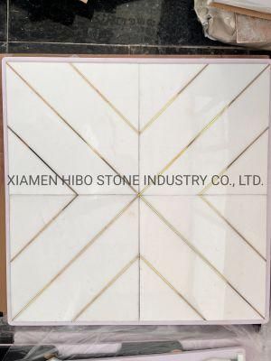 Marble Stone Mosaic with Brass/Stainless Steel/Metal/Shell Pattern Interior Wall/Floor/Kitchen Backsplash Mosaic Tile