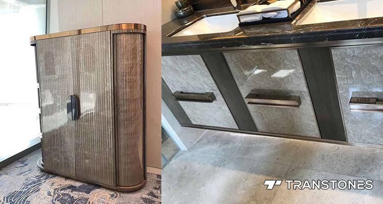Indoor Wooden Resin Board Polished Surface Honeywood Panel for Hotel Wall Decor
