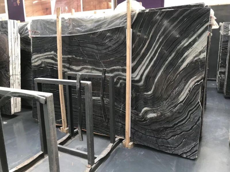 Silver Wave Marble 3/4" Polished Black/Stone Slabs Bookmatch Wall Panel/Tile