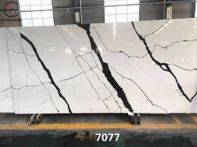 Large Size 320 * 160 Artificial Quartz Slate White Kitchen Countertop
