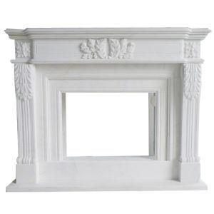 Custom Modern White Marble Carved Stone Fireplace Mantel for Sale