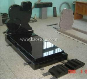 Black Granite Tomb Stone with Heart Shape